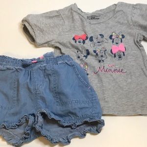 BABY GAP DENIM SHORTS WITH DISNEY MINNIE TOP GIRL TODDLER SIZE 3T